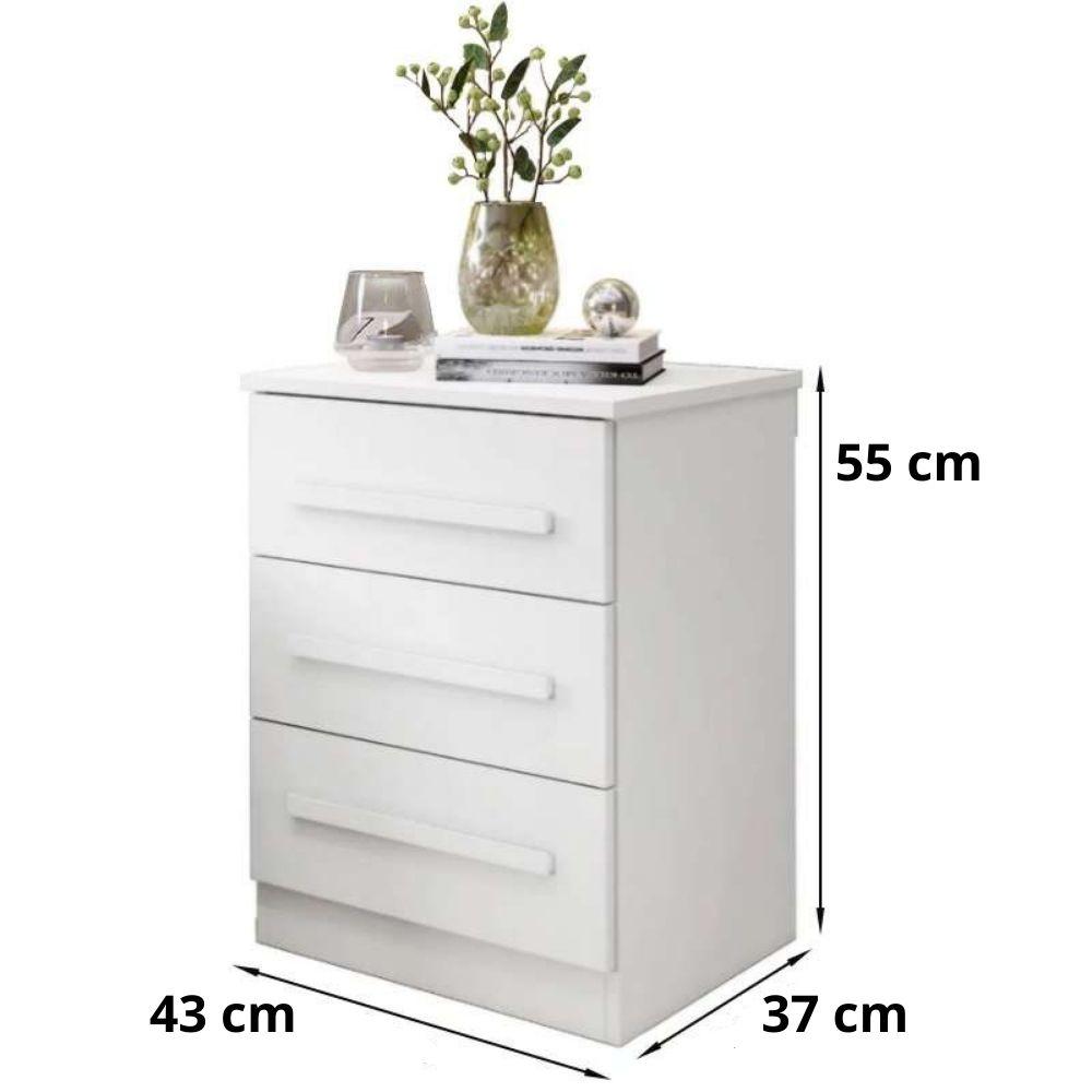Mesa de Cabeceira Império 3 Gavetas Benetil Branco