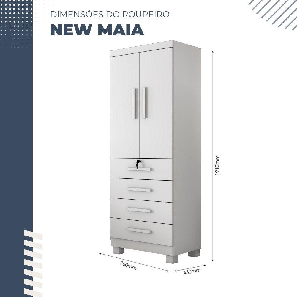 Multiuso Roupeiro Maia 2 Portas 4 Gavetas com Chave Benetil Branco