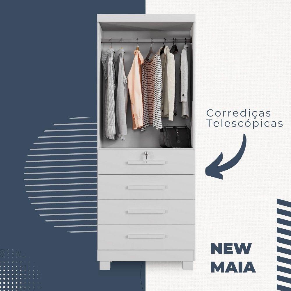 Multiuso Roupeiro Maia 2 Portas 4 Gavetas com Chave Benetil Branco
