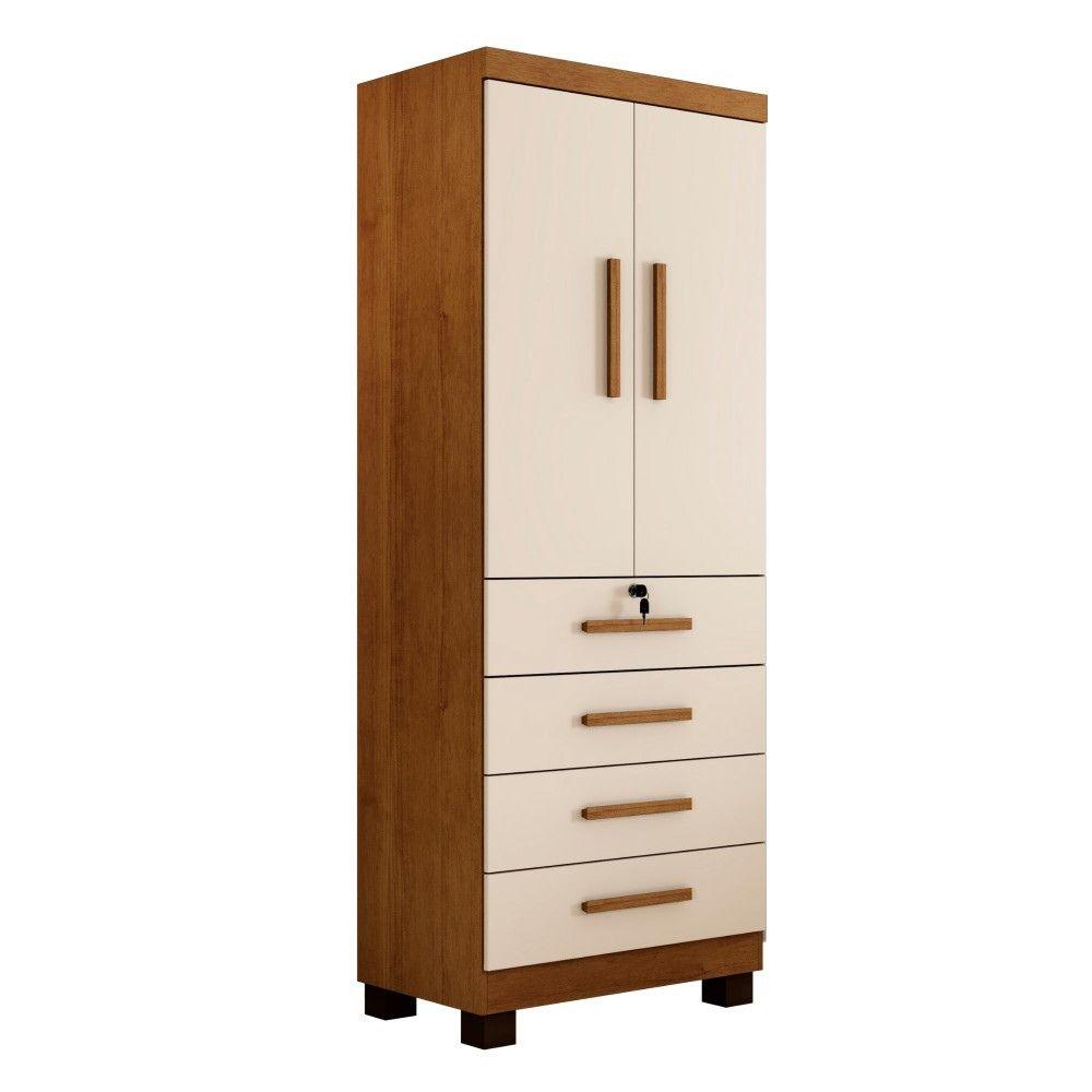 Multiuso Roupeiro Maia 2 Portas 4 Gavetas com Chave Benetil Cinamomo Off White