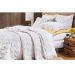 Kit Cobre Leito Casal Super King 03 Peças Bordado Percal 200 Fios Nuance Branco/Amarelo - Bernadete Casa 