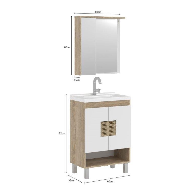 Conjuinto de Banheiro Berton Nyon 60cm br/carvalho