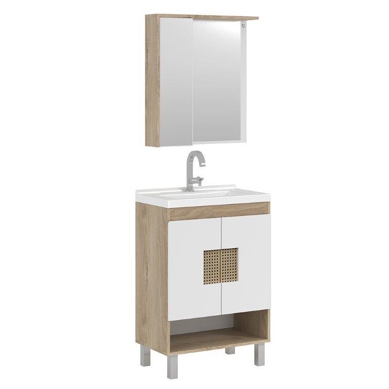 Conjuinto de Banheiro Berton Nyon 60cm br/carvalho