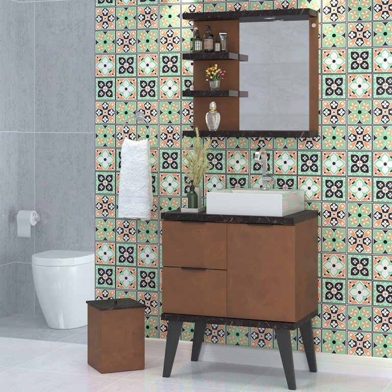 Conjunto de Banheiro Berton Capri 0,65cm Marquina/camelo
