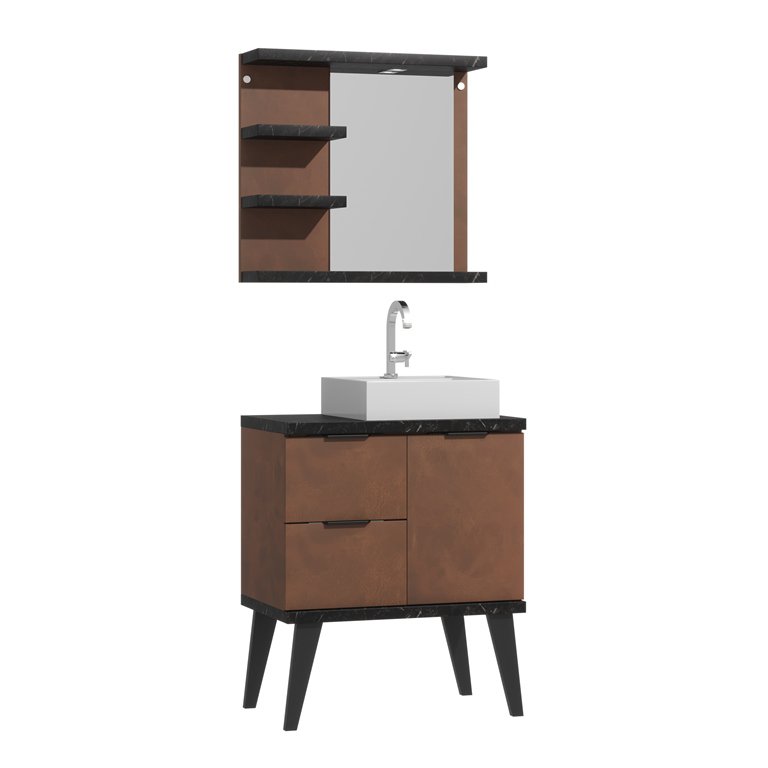 Conjunto de Banheiro Berton Capri 0,65cm Marquina/camelo