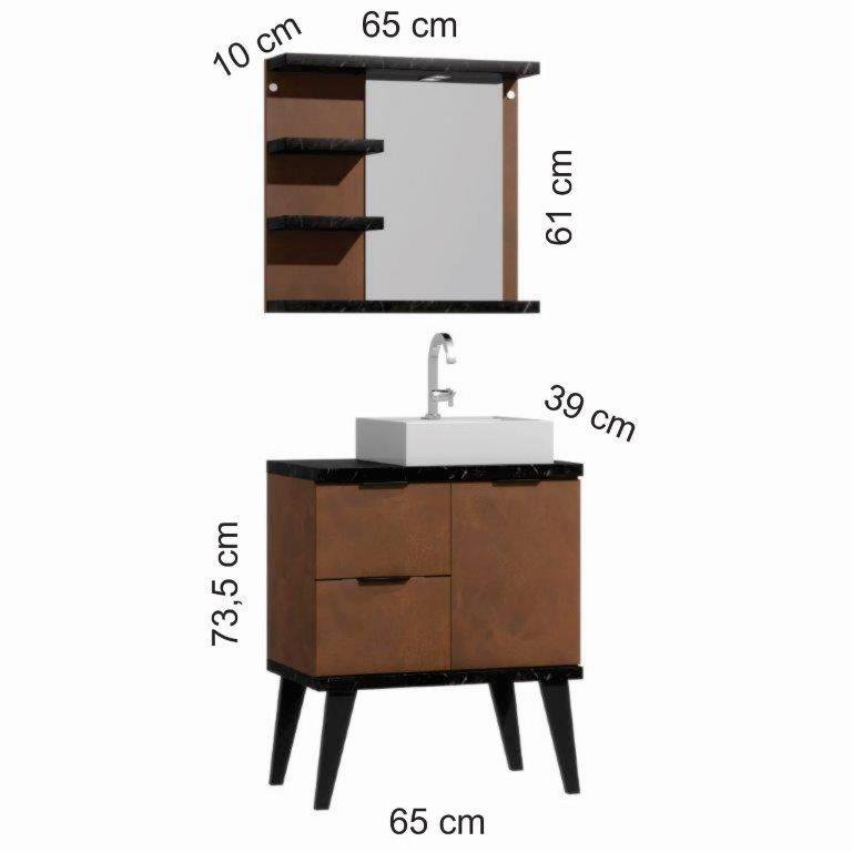 Conjunto de Banheiro Berton Capri 0,65cm Marquina/camelo