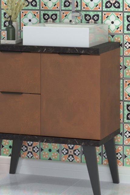 Conjunto de Banheiro Berton Capri 0,65cm Marquina/camelo