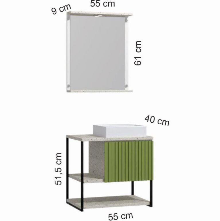 Conjunto de Banheiro Berton Delux 0,55cm Cosmo/verde
