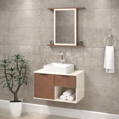 Conjunto de Banheiro Berton Itapema 70cm Atenna/camelo