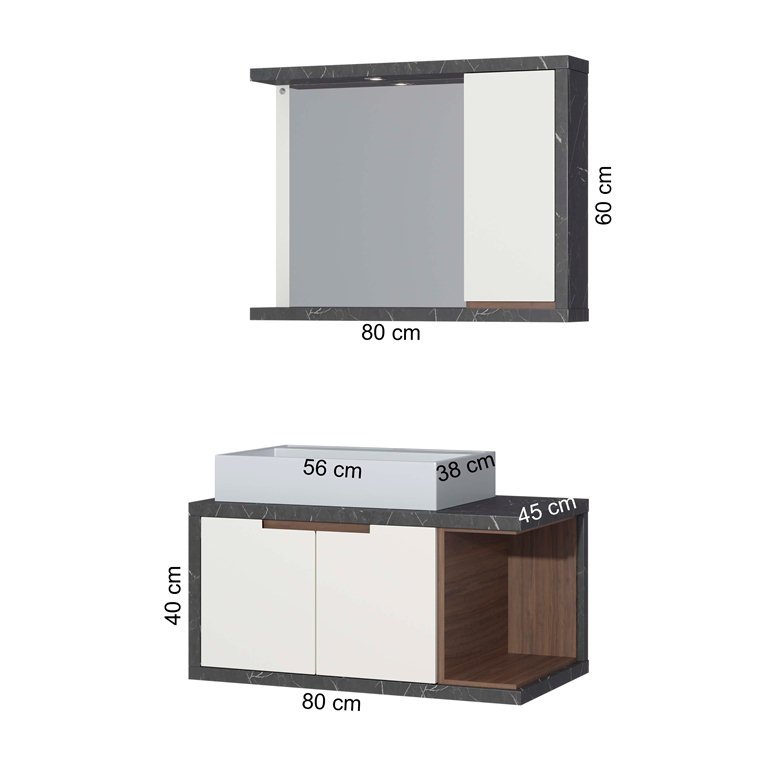 Conjunto de Banheiro Berton Matrix 0,80cm Cinzel/Ameixa/br