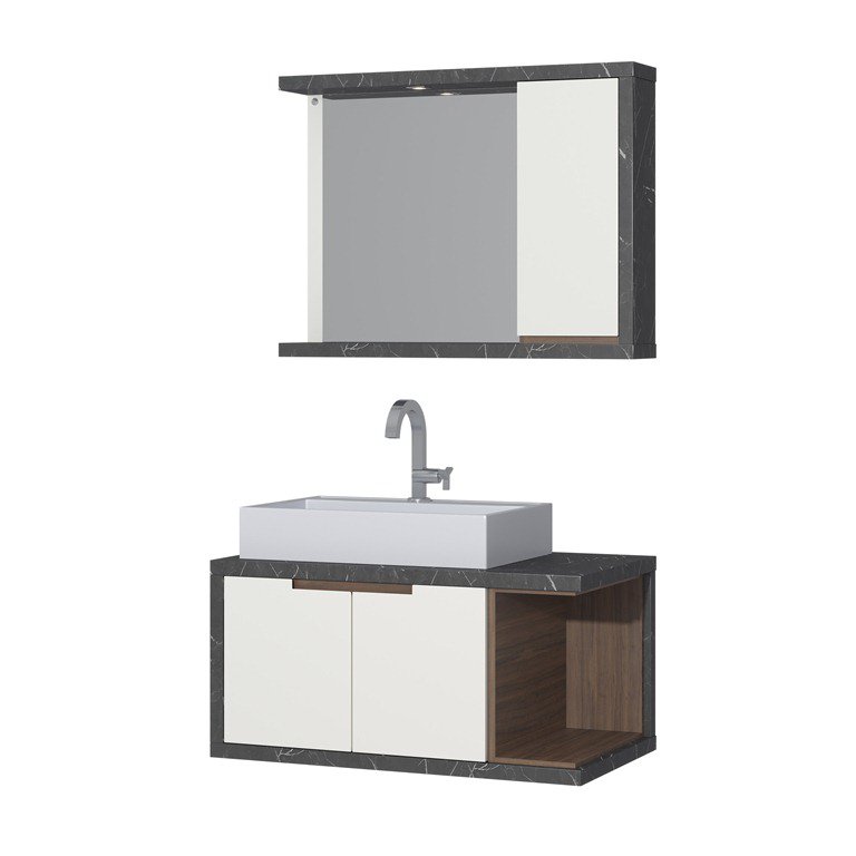 Conjunto de Banheiro Berton Matrix 0,80cm Cinzel/Ameixa/br