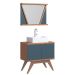 Conjunto de Banheiro Berton Onix 0,80cm Cinamomo/Azul Petróleo liso