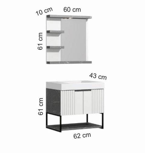 Conjunto de Banheiro Berton Urban 60cm Cinzel/br