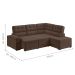 Sofá de Canto 3 Lugares Retrátil e Reclinável Firenze Suede Marrom