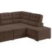 Sofá de Canto 3 Lugares Retrátil e Reclinável Firenze Suede Marrom