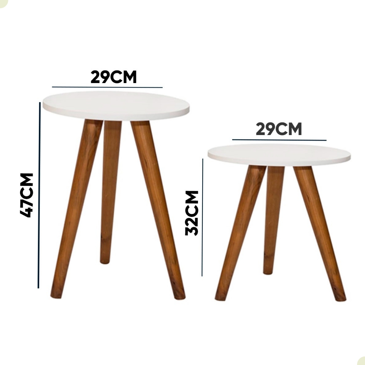 Conjunto Mesa Lateral de Sofa Redonda Retro Pe Palito