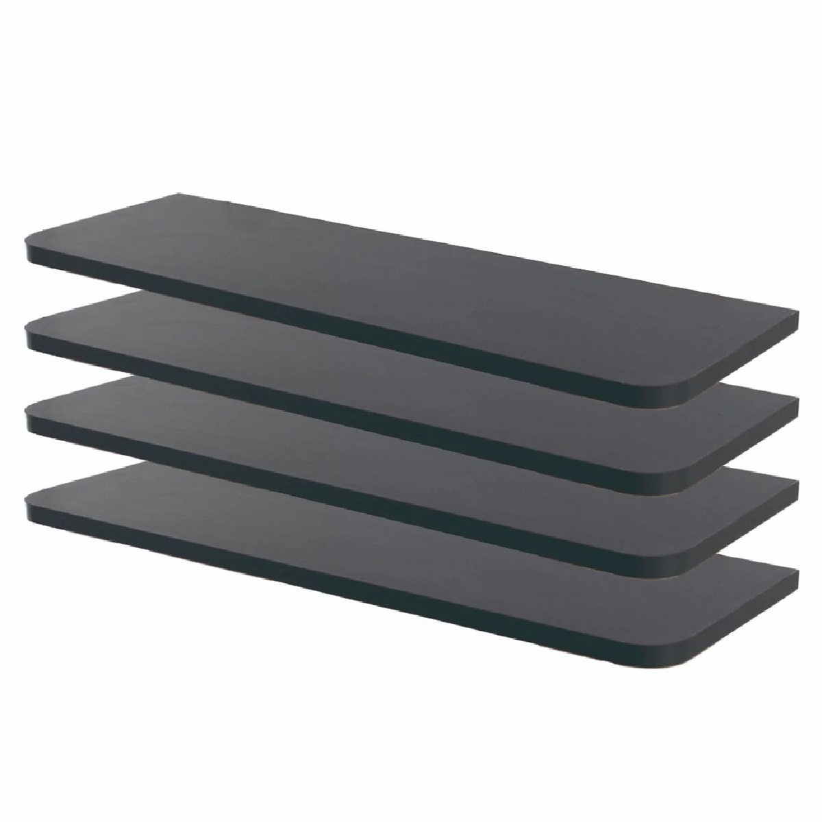 Kit 4 Prateleiras Estante de Parede Decorativa MDF Preto 60x15