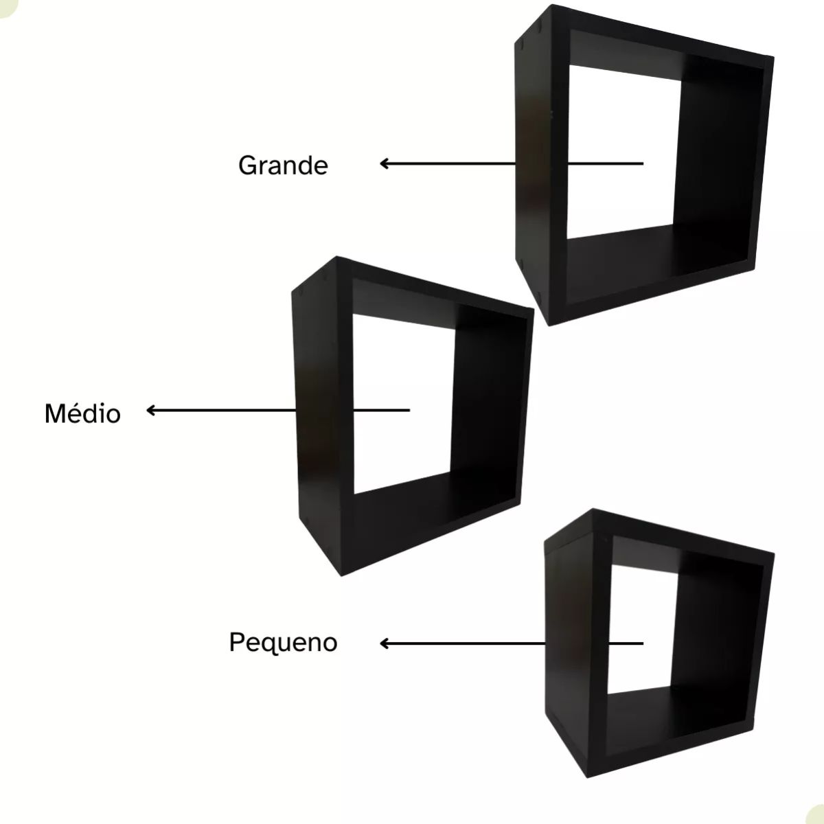 Kit Nicho Quadrado de Parede MDF Preto