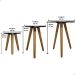 Kit Trio Jogo de Mesinhas Lateral Redondas Sala Pé Palito Decoração Retro Porta Objetos