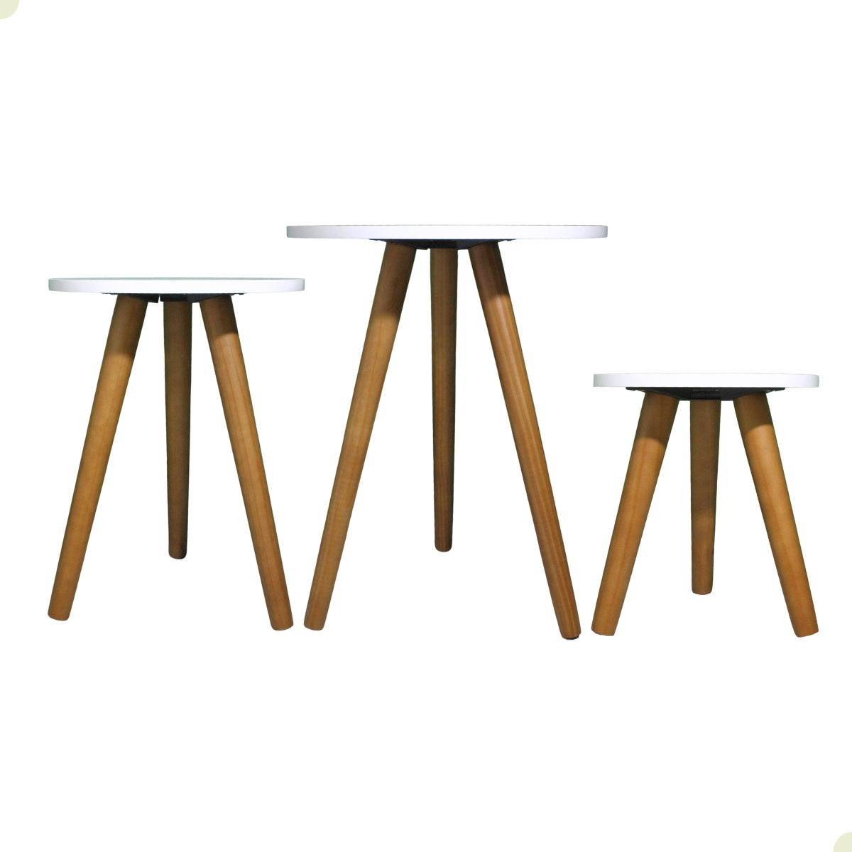 Kit Trio Jogo de Mesinhas Lateral Redondas Sala Pé Palito Retro Decoração Porta Objetos