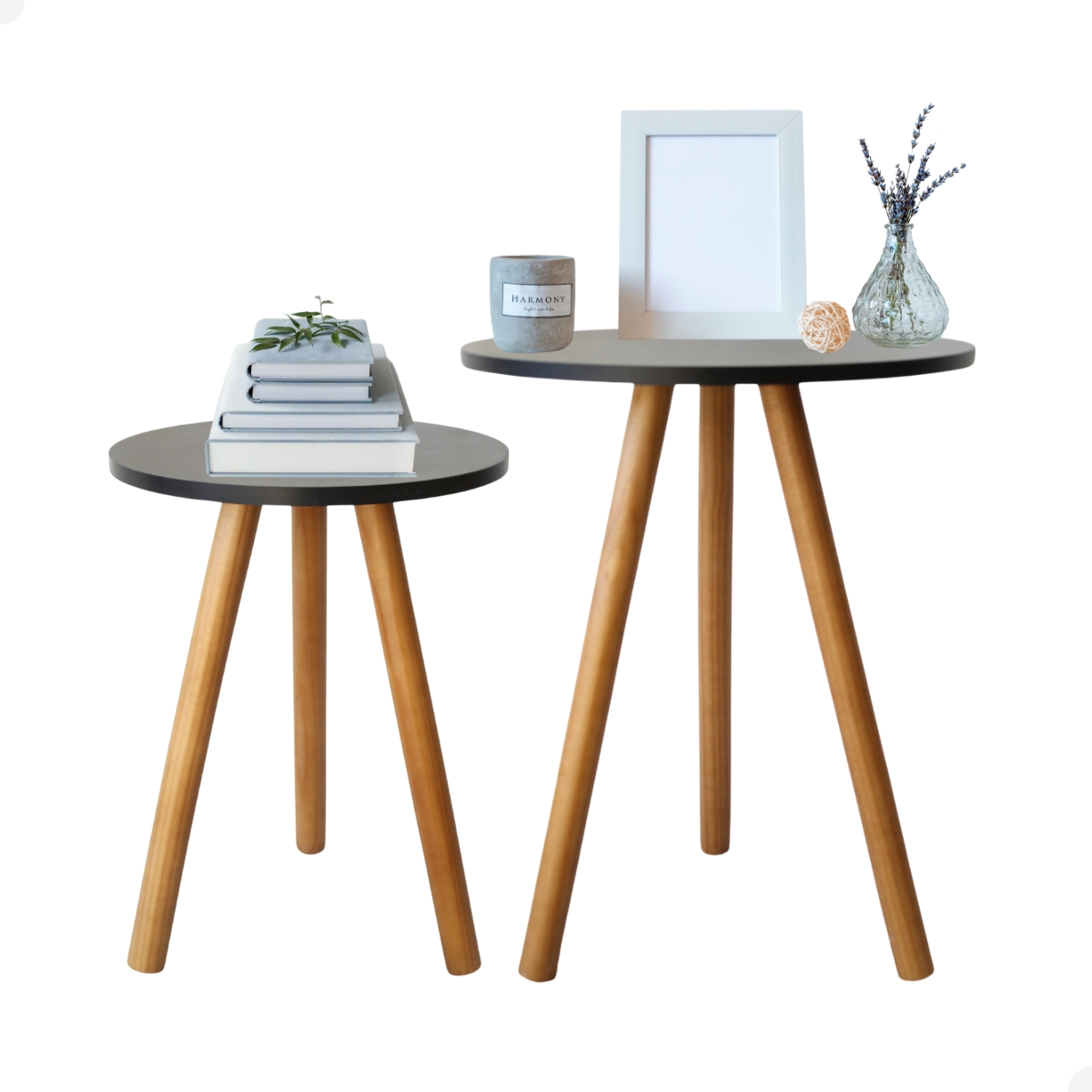 Kit de Mesa Lateral Decoração Pé Palito Sala Conjunto Mesinhas de Madeira