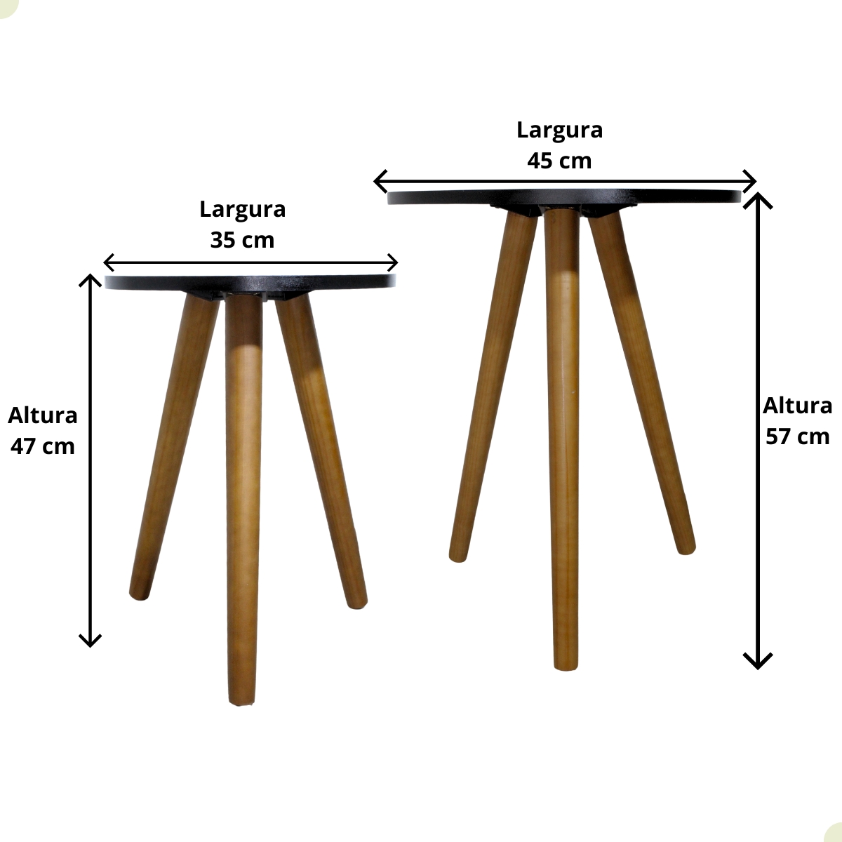 Kit de Mesa Lateral Decoração Pé Palito Sala Conjunto Mesinhas de Madeira