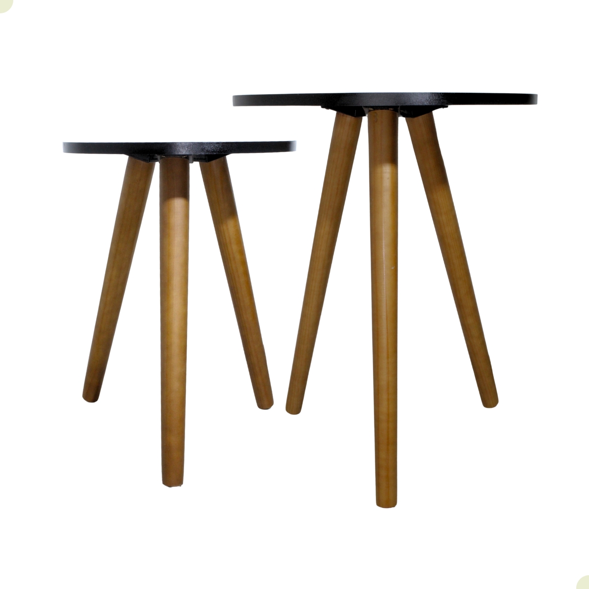 Kit de Mesa Lateral Decoração Pé Palito Sala Conjunto Mesinhas de Madeira