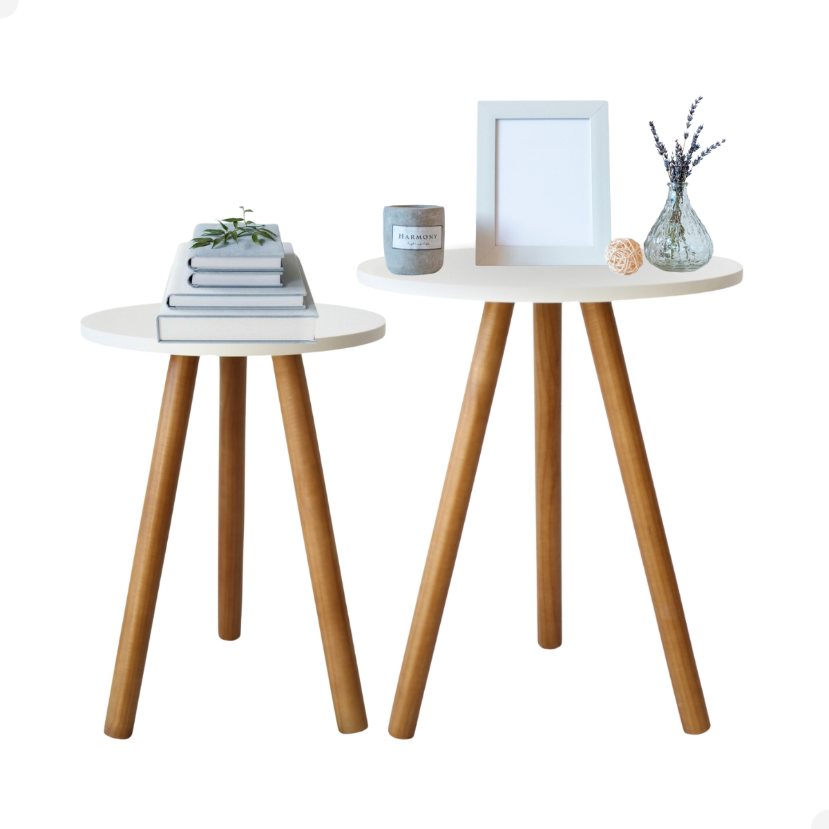 Kit de Mesa Lateral Decoração Sala Pé Palito Conjunto Mesinhas de Madeira