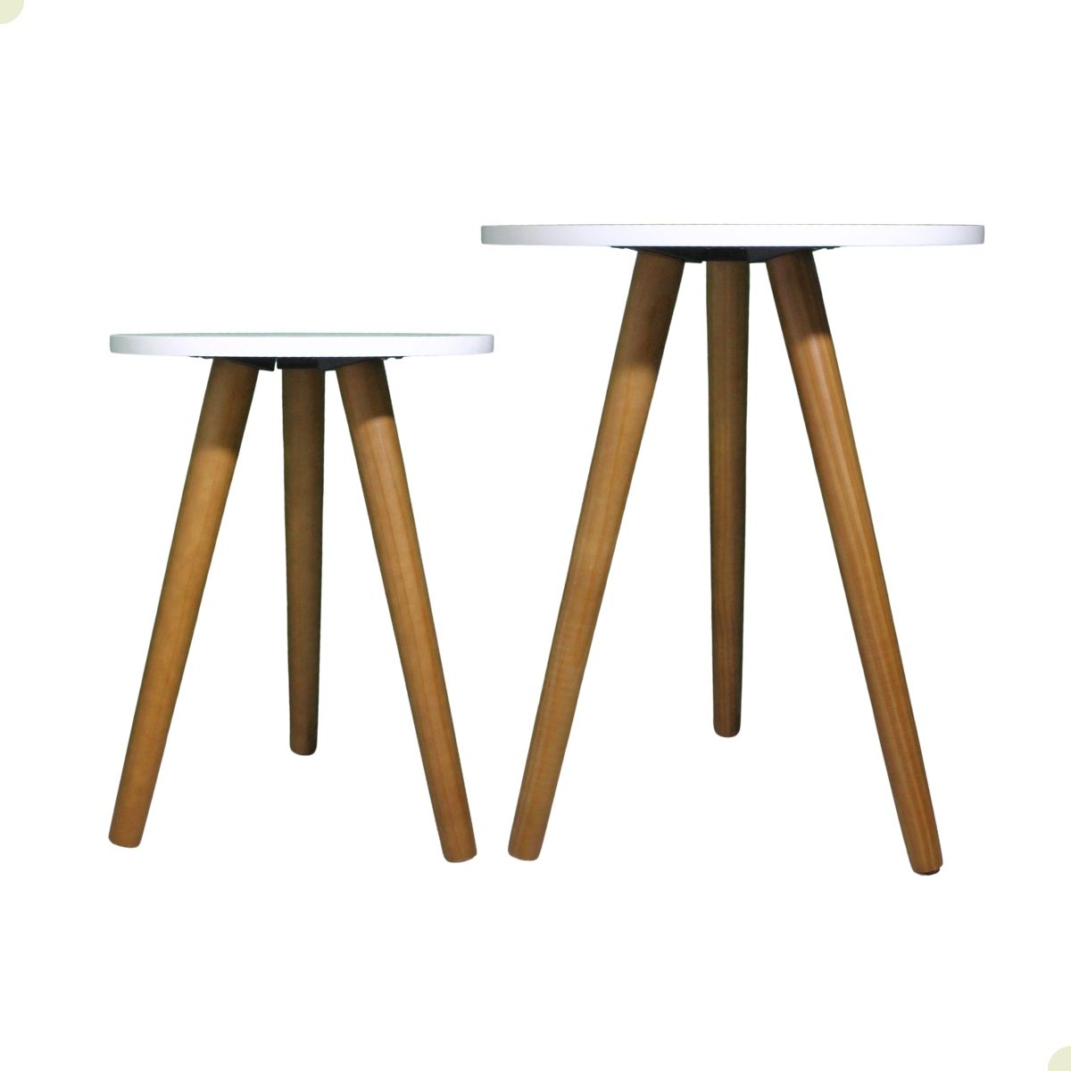 Kit de Mesa Lateral Decoração Sala Pé Palito Conjunto Mesinhas de Madeira