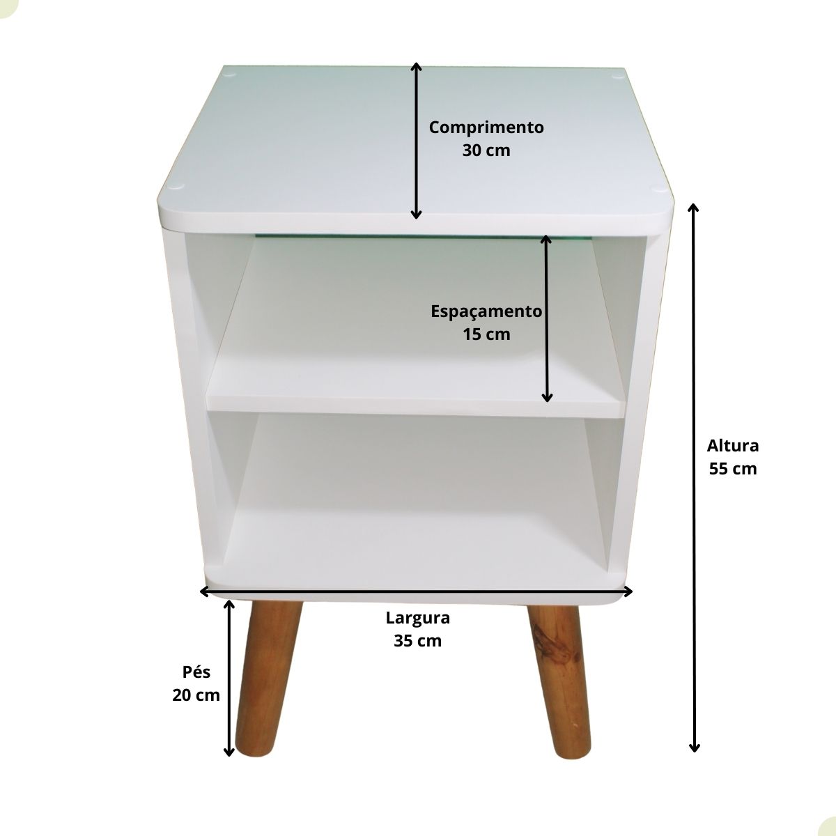 Mesa de Cabeceira Retro Prateleira Decorativa Branca Pé Palito