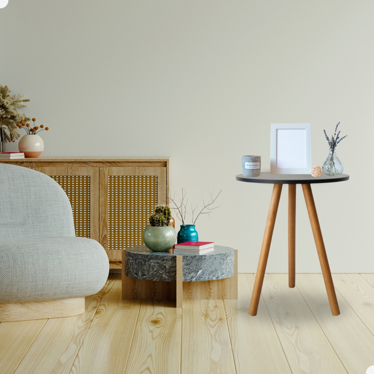 Mesa de Canto Decoração Mesinha Lateral Retro Apoio Para Sofa Mdf