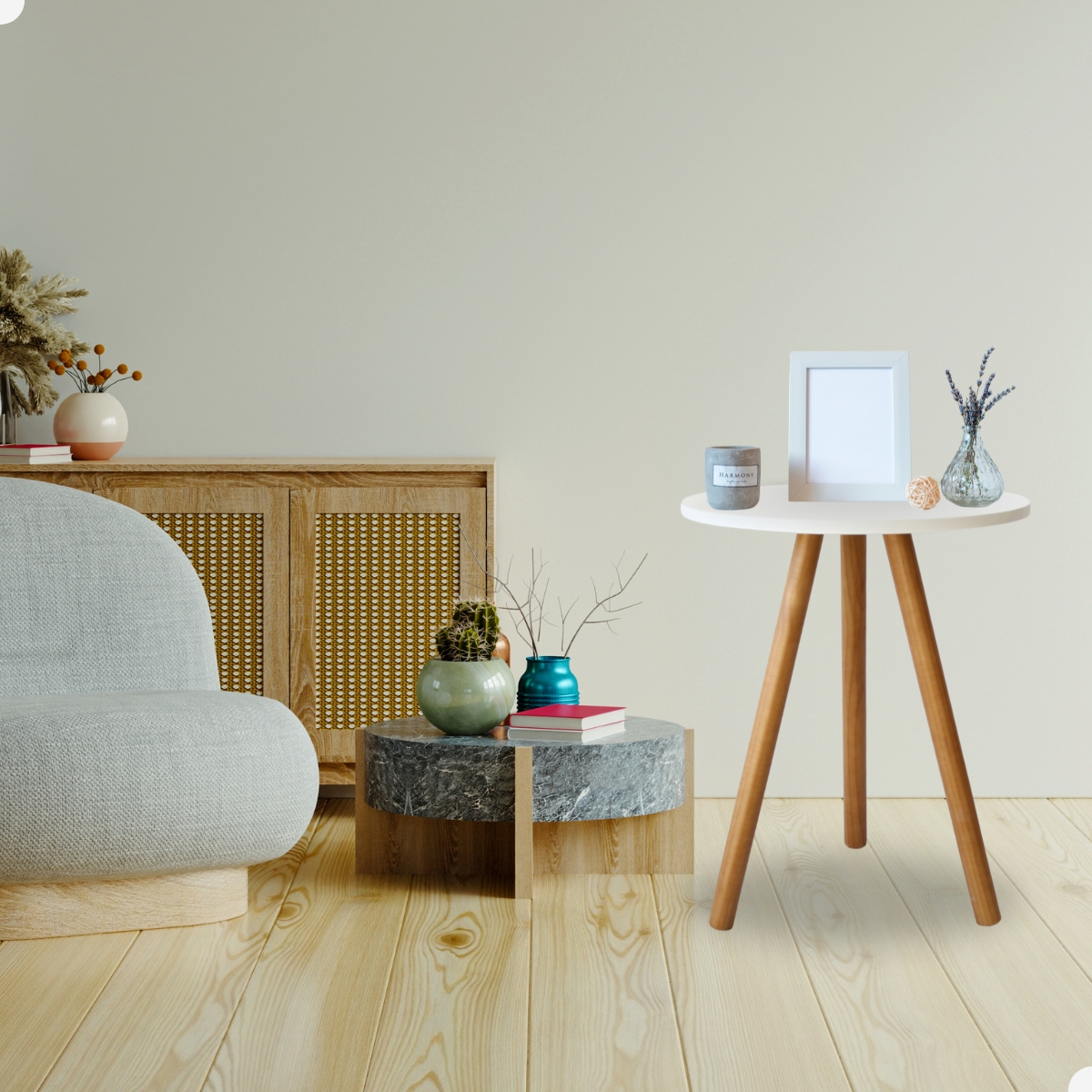Mesa de Canto Decoração Mesinha Lateral Retro Apoio Para Sofa Mdf