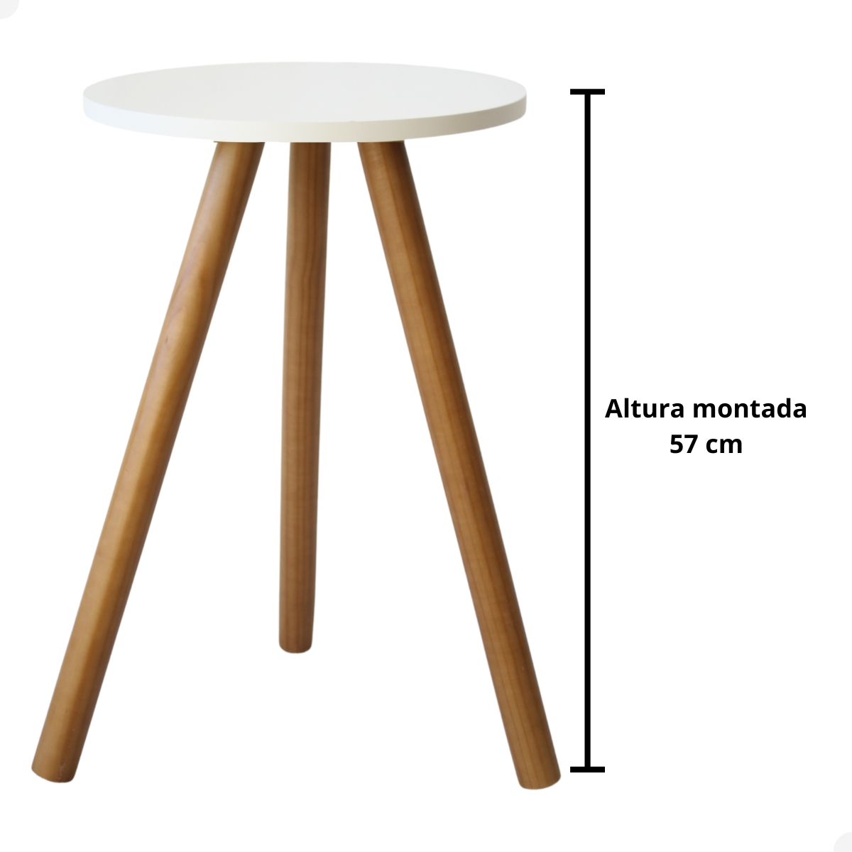 Mesa de Canto Redonda Retro Pé Palito Decoração Sala Quarto Escritório