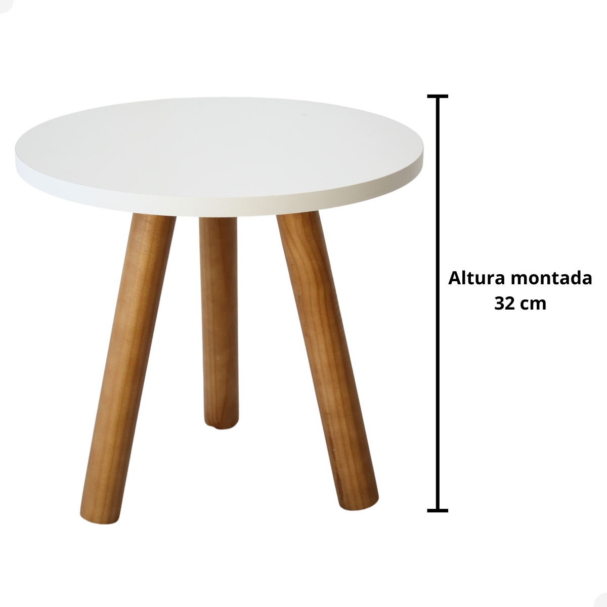 Mesa de Canto Redonda Retro Pé Palito Tripé Mesinha Lateral