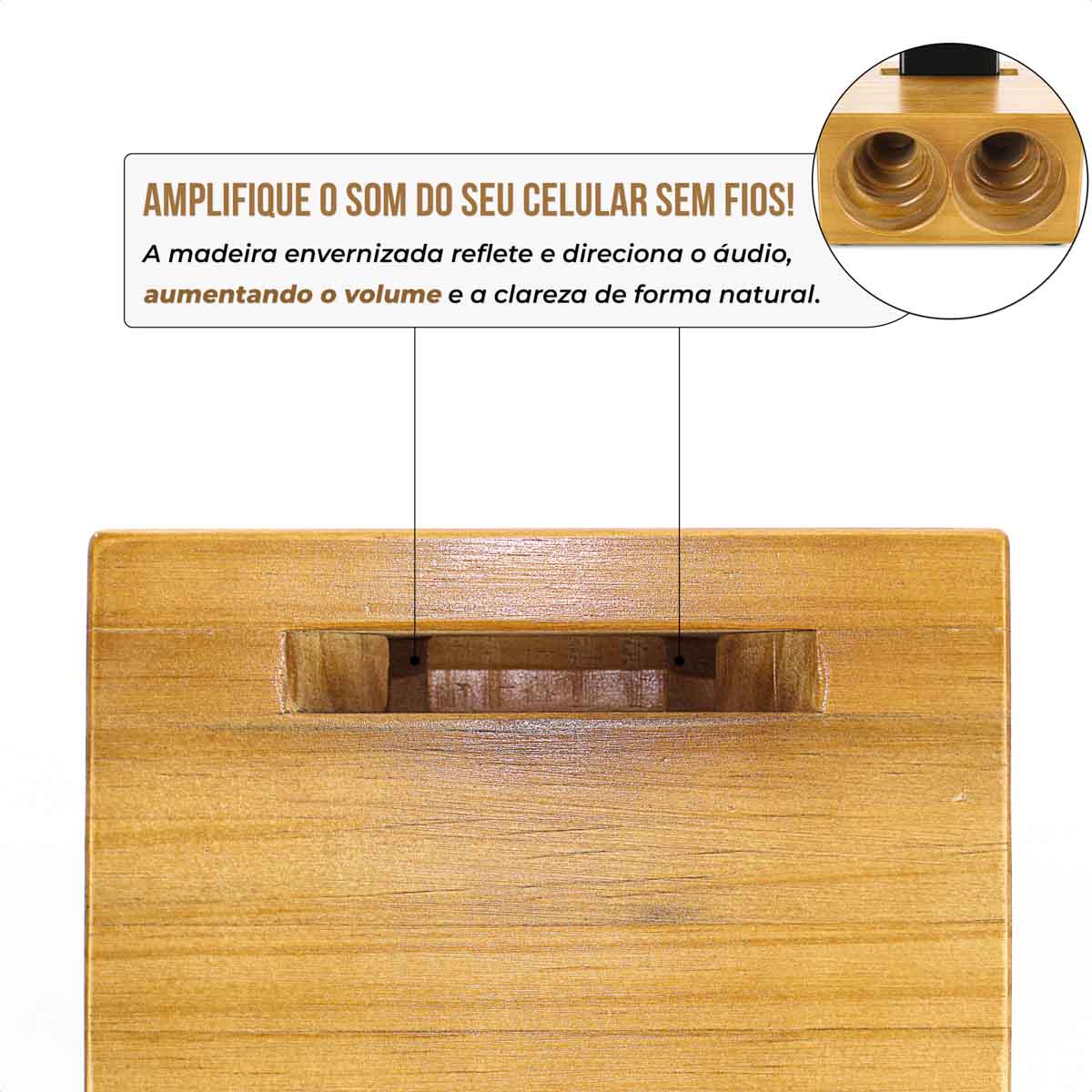 Suporte Para Celular Amplificador De Som Natural De Madeira
