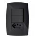 Cj Interruptor Duplo Paralelo + Tomada 10A 4X2 - Blux Home Grafite