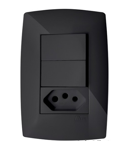 Cj Interruptor Duplo Paralelo + Tomada 10A 4X2 - Blux Home Grafite