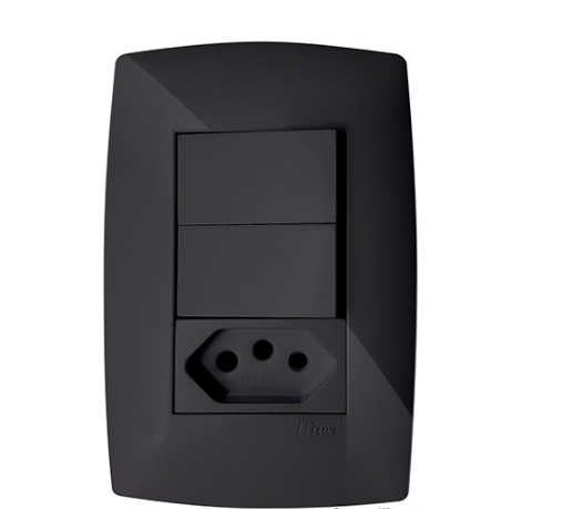 Cj Interruptor Duplo Paralelo + Tomada 20A 4X2 - Blux Home Grafite