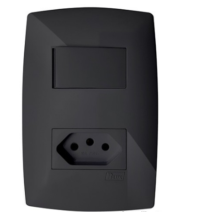 Cj Interruptor Simples + Tomada 10A 4X2 - Blux Home Grafite