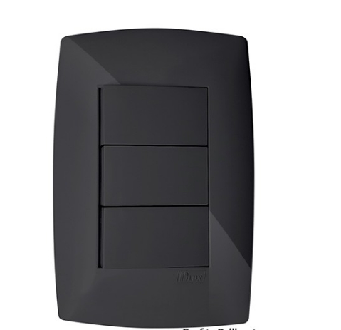 Cj Interruptor Triplo ( 1 Simples + 2 Paralelos ) 4X2 - Blux Home Grafite