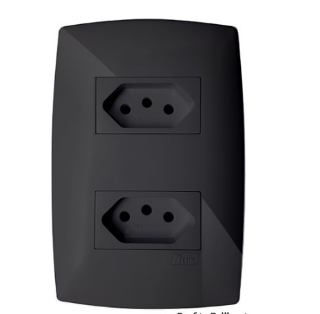 Cj Tomada Dupla 10A 4X2 - Blux Home Grafite