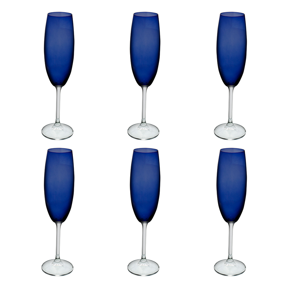 Jogo de Taças para Champanhe 6 Taças Gastro Azul