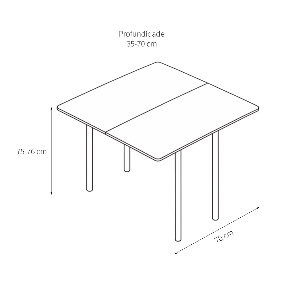 Conjunto de Mesa de Cozinha Dobrável com 4 Lugares Asti Branco e Narita