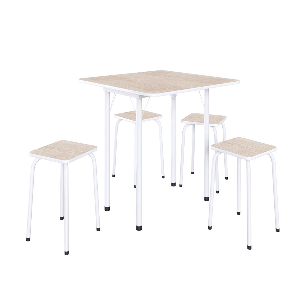 Conjunto de Mesa de Cozinha Dobrável com 4 Lugares Asti Branco e Narita