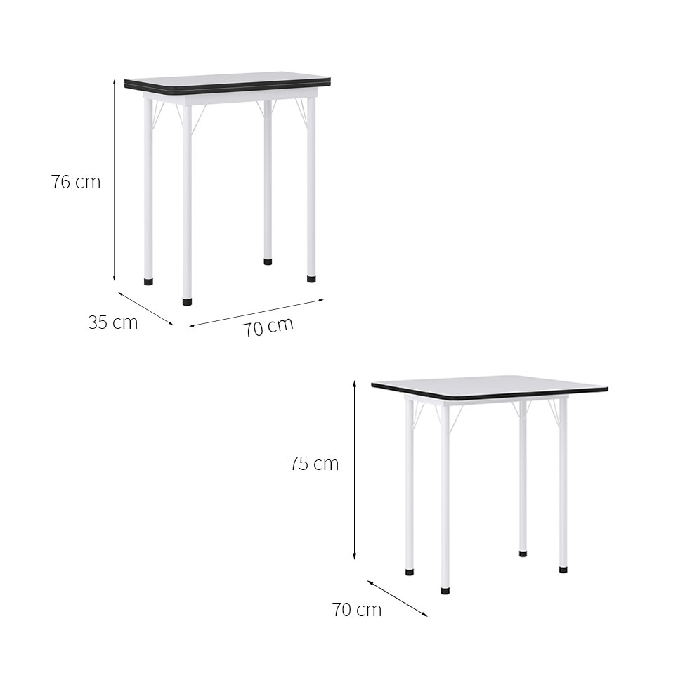 Conjunto de Mesa de Cozinha Dobrável com 4 Lugares Asti Branco e Preto