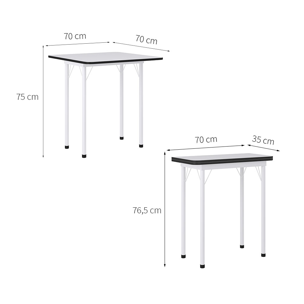 Conjunto de Mesa de Cozinha Dobrável com 4 Lugares Asti Branco e Preto