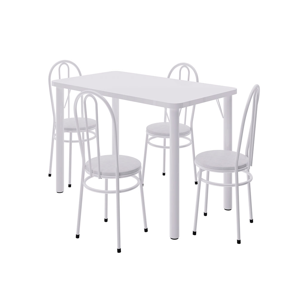 Conjunto de Mesa de Cozinha com 4 Lugares Roma Branco