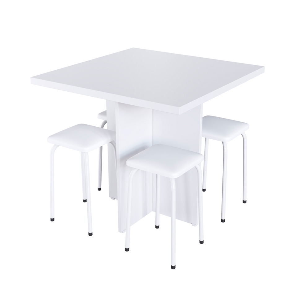 Conjunto de Mesa de Cozinha com 4 Lugares Verona Branco
