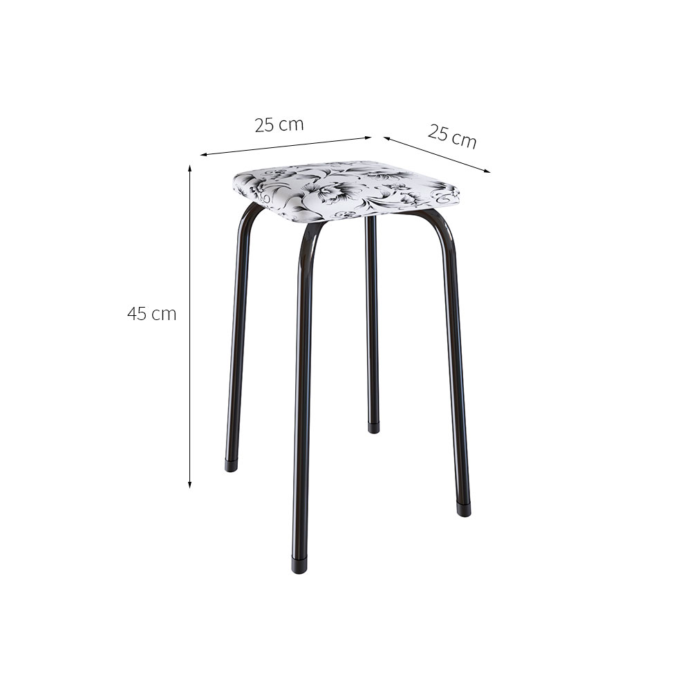 Conjunto de Mesa de Cozinha com 4 Lugares Verona III Branco e Preto