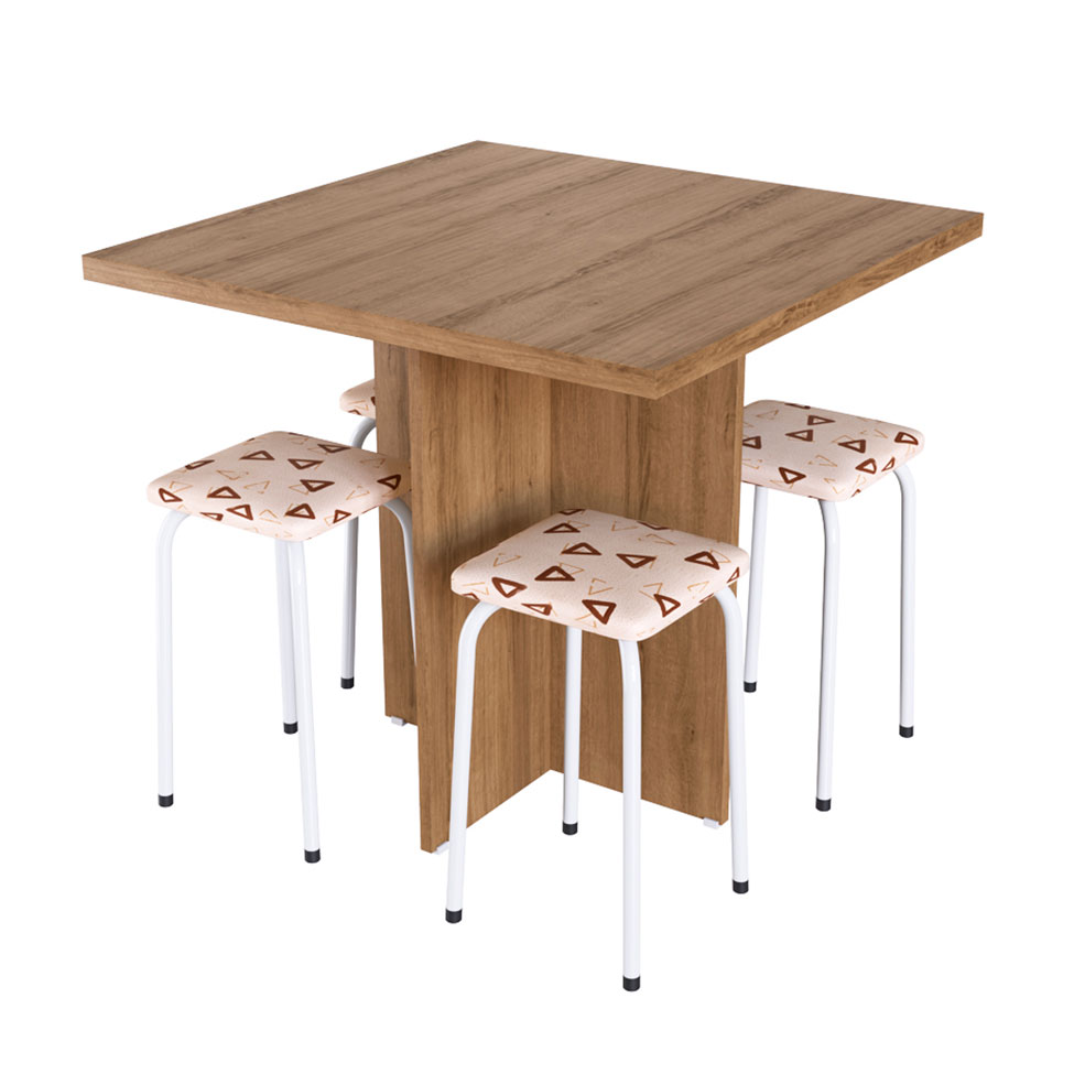 Conjunto de Mesa de Cozinha com 4 Lugares Verona Madeira e Bege